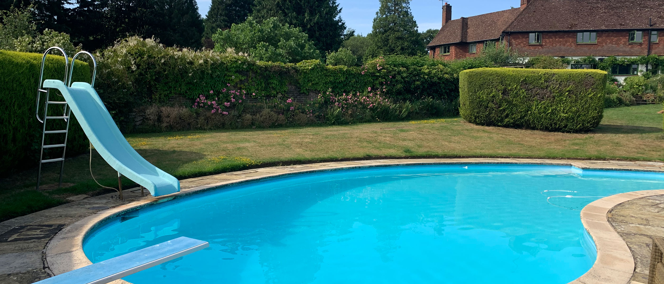 Fern Holt holiday home swimming pool for groups in Shere Surrey